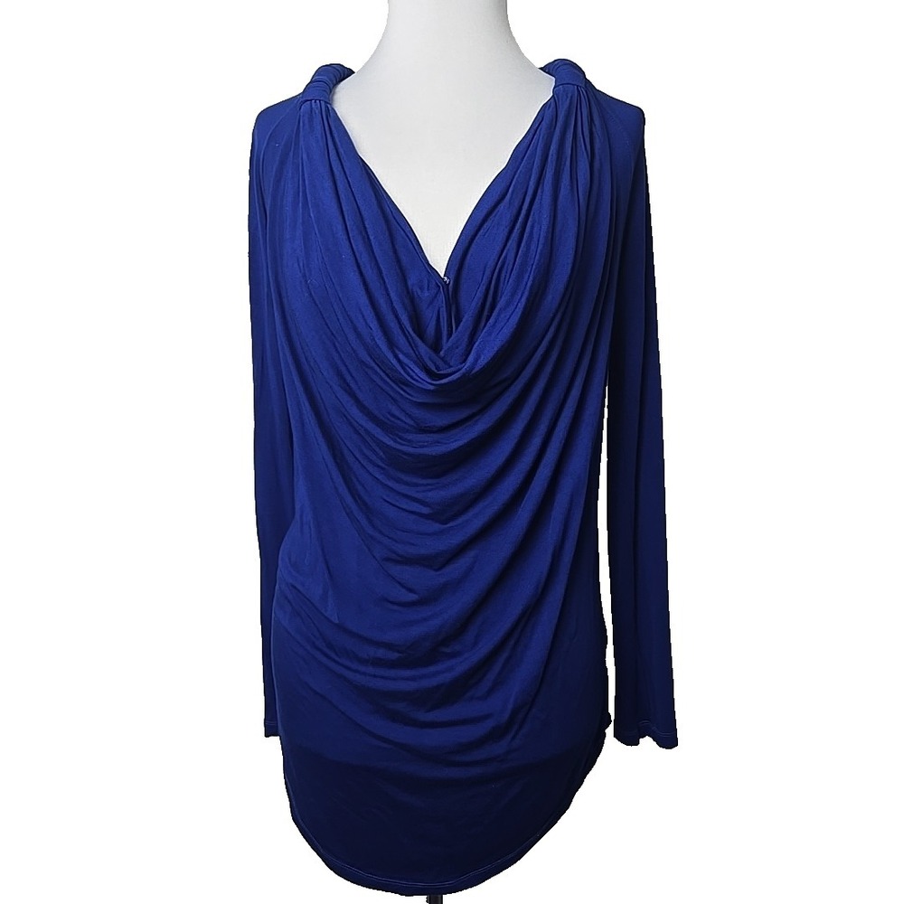Young Fabulous & Broke Blue Jersey Long Sleeve Drape Top Size Xs